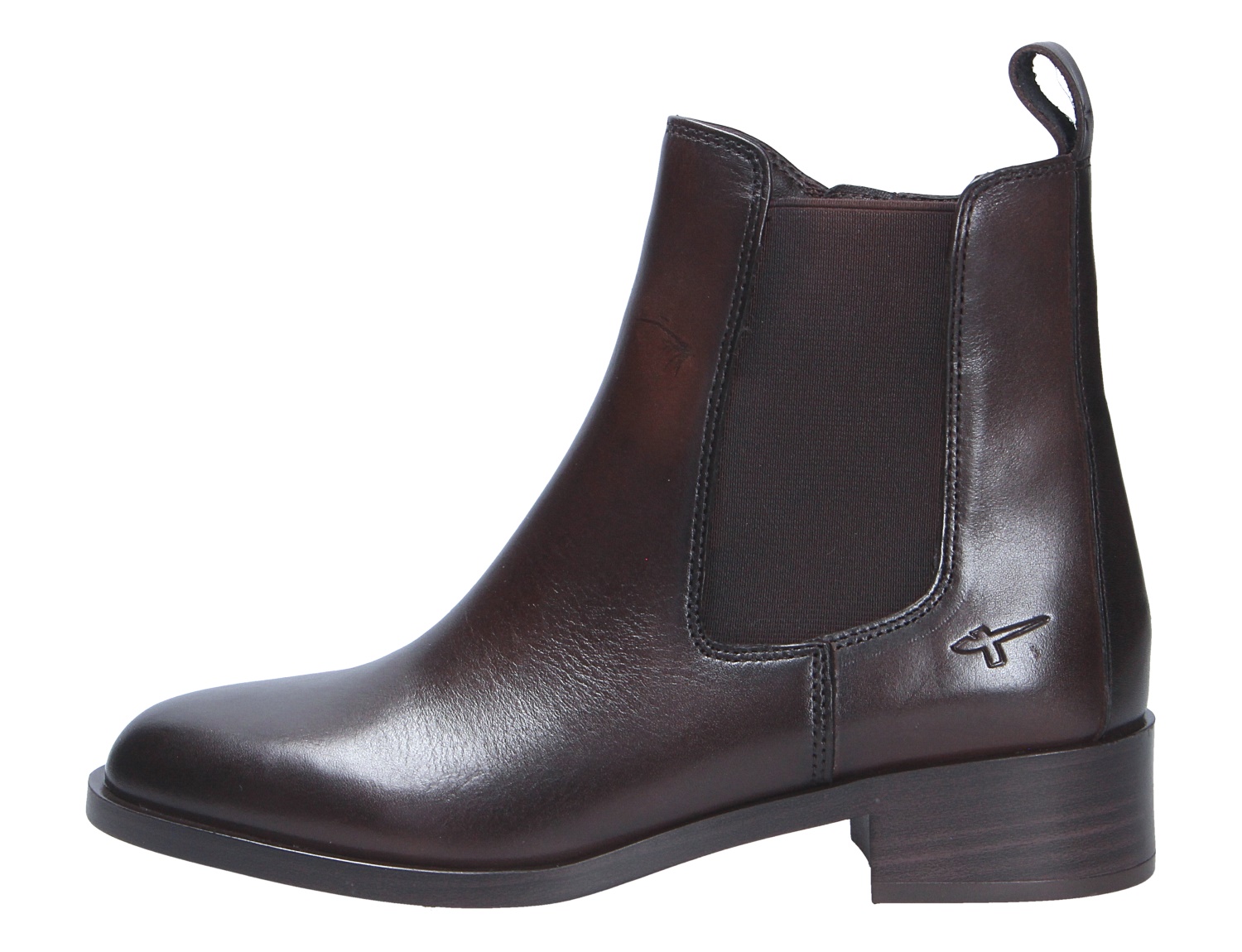 Tamaris Damen Stiefel in Dunkelbraun, elegante Chelsea-Boots aus Leder mit seitlichem Stretch-Einsatz und Blockabsatz