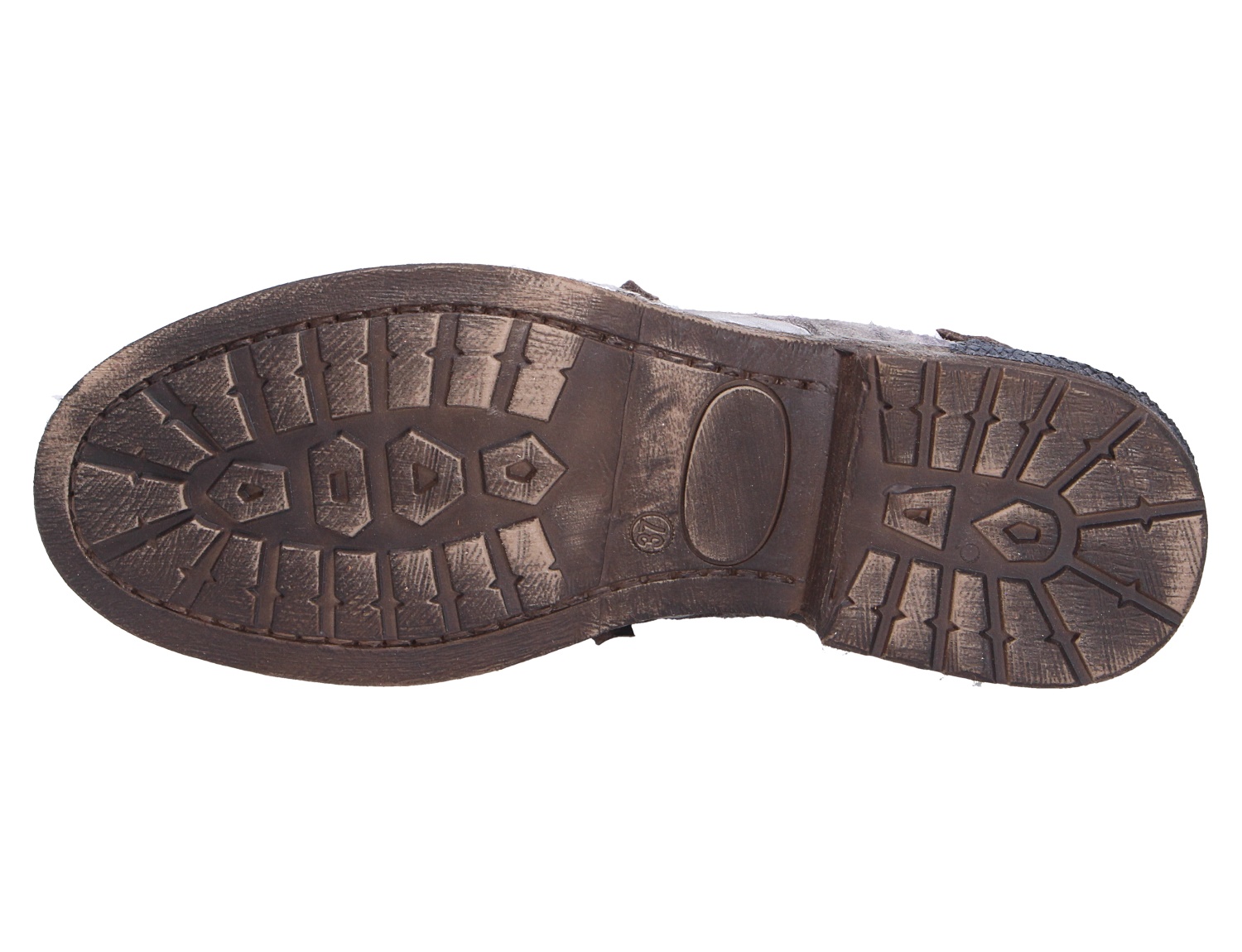 Unteransicht der profilierten Sohle des Charme ETNIC Schuhs in Braun mit markantem Laufsohlenprofil