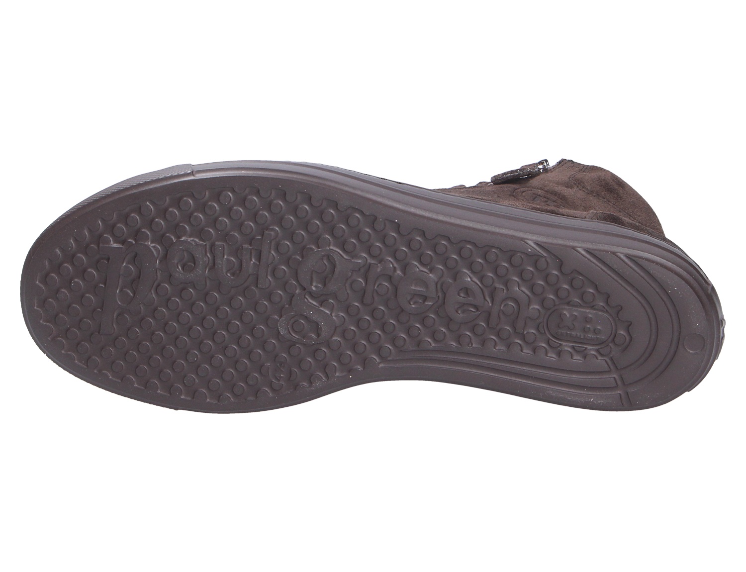 Paul Green Damen Sneaker, Unterseite mit profilierter dunkelbrauner Laufsohle in Detailansicht