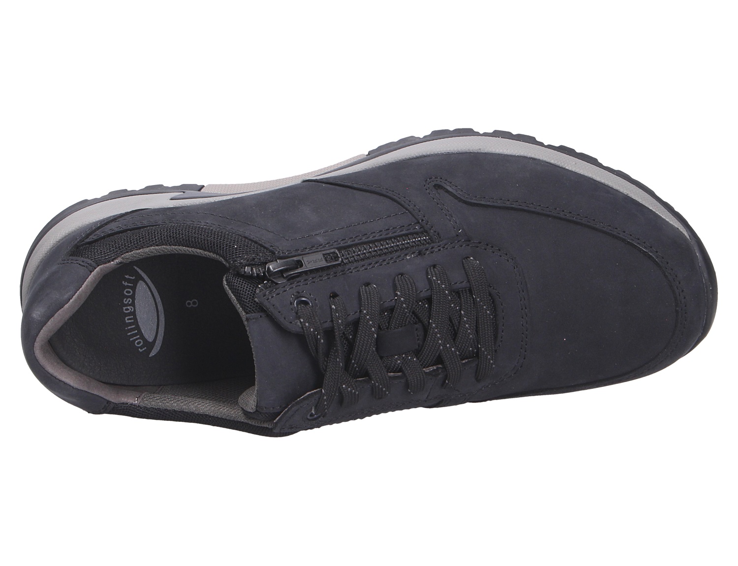 Pius Gabor Herren Schnürschuhe in Dunkelblau, sportlich-eleganter Halbschuh mit Schnürung, seitlichem Reißverschluss und profilierter Sohle, Draufsicht