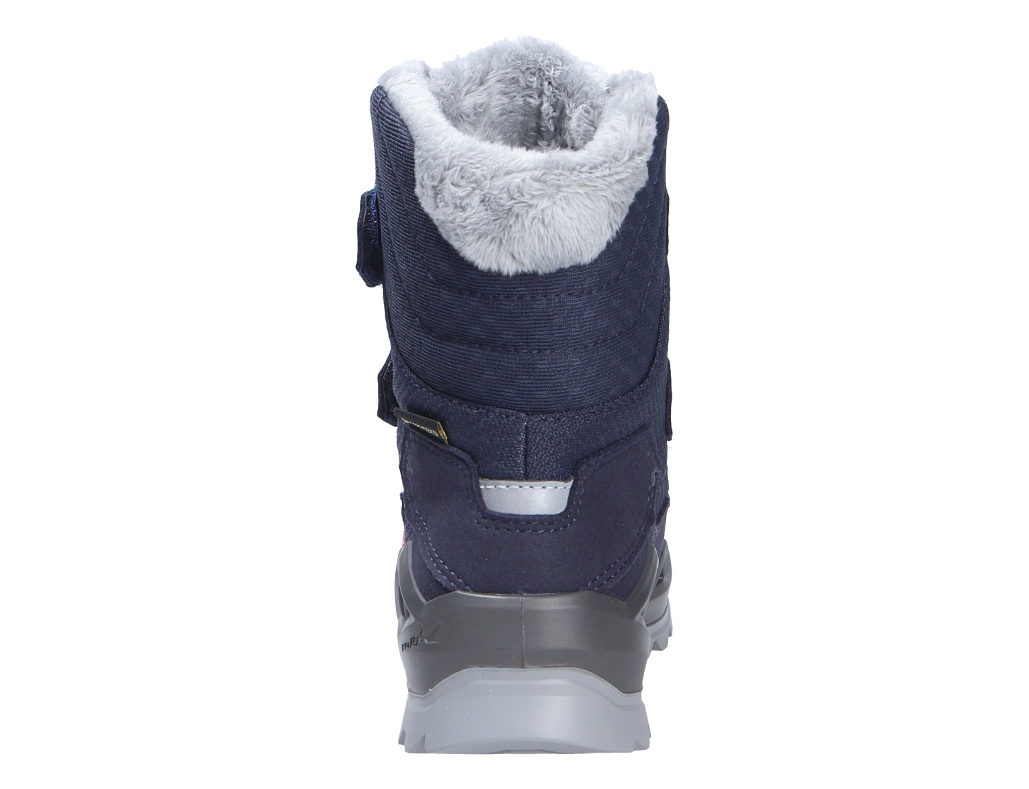 Rückansicht des Lowa MILO EVO GTX HI JR Kinder-Winterstiefels mit hohem Schaft, warmem Futter und robuster Sohle
