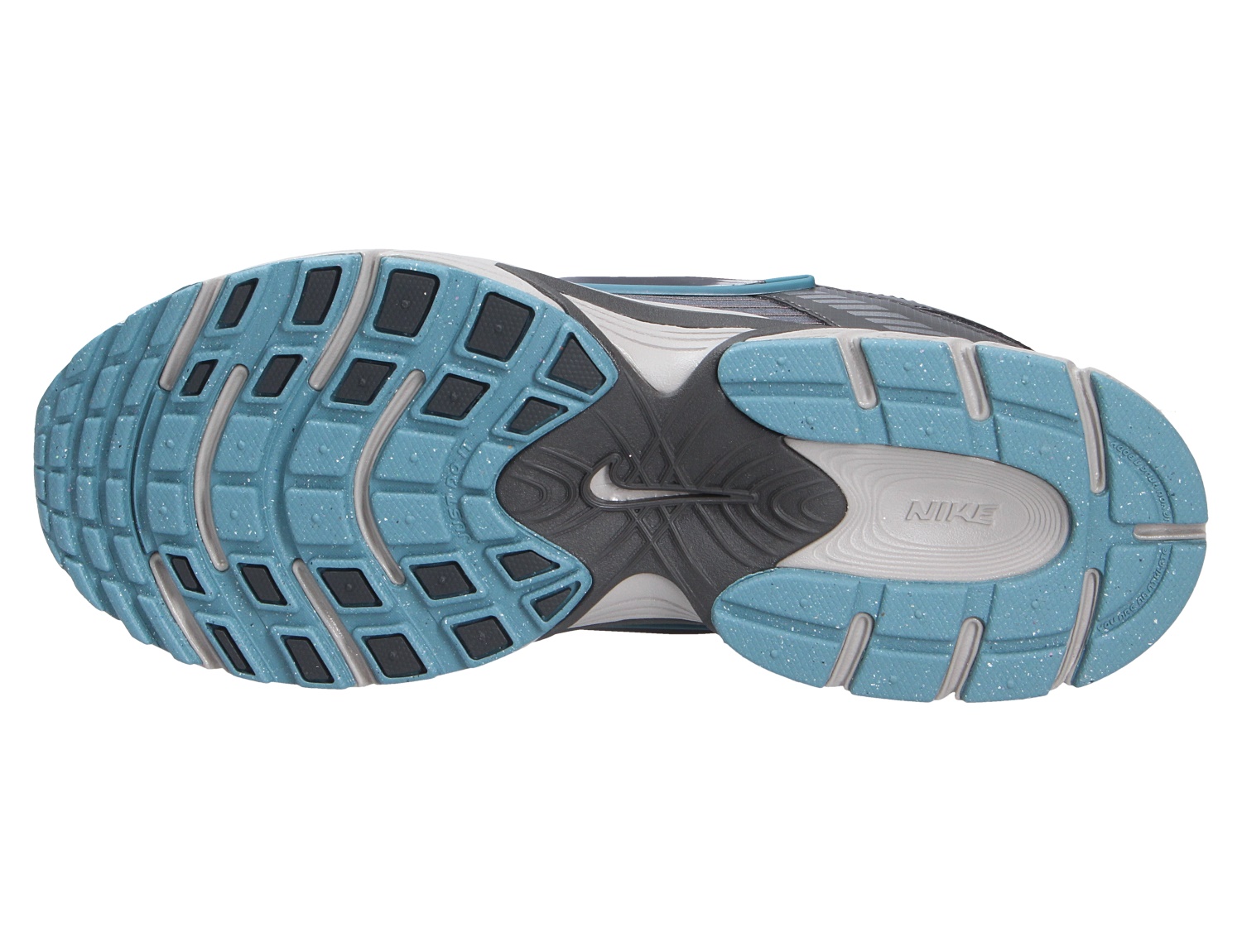 Unteransicht der Nike V5 RNR Ripstop Sneaker mit profilierter blau-schwarzer Laufsohle und Nike-Branding