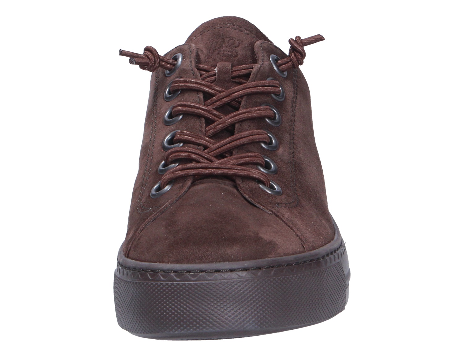 Paul Green 4081 Damen-Sneaker aus braunem Veloursleder mit Schnürung und dunkler Plateausohle, Frontansicht