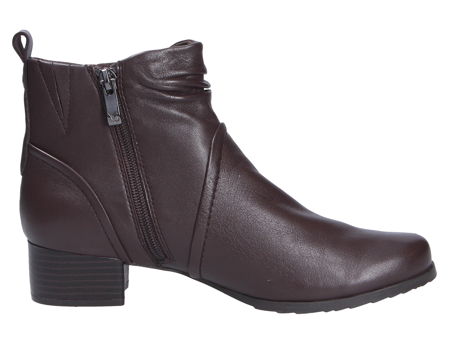 Caprice Damen Stiefel in Dunkelbraun, knöchelhoher Kurzstiefel aus glattem Material mit seitlichem Reißverschluss und Blockabsatz