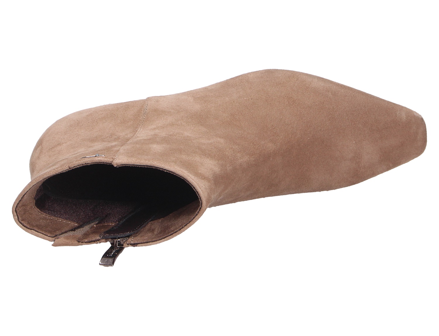 Tamaris Damen Stiefel in Beige aus Veloursleder, schlanke Form mit spitzer Kappe und seitlichem Reißverschluss