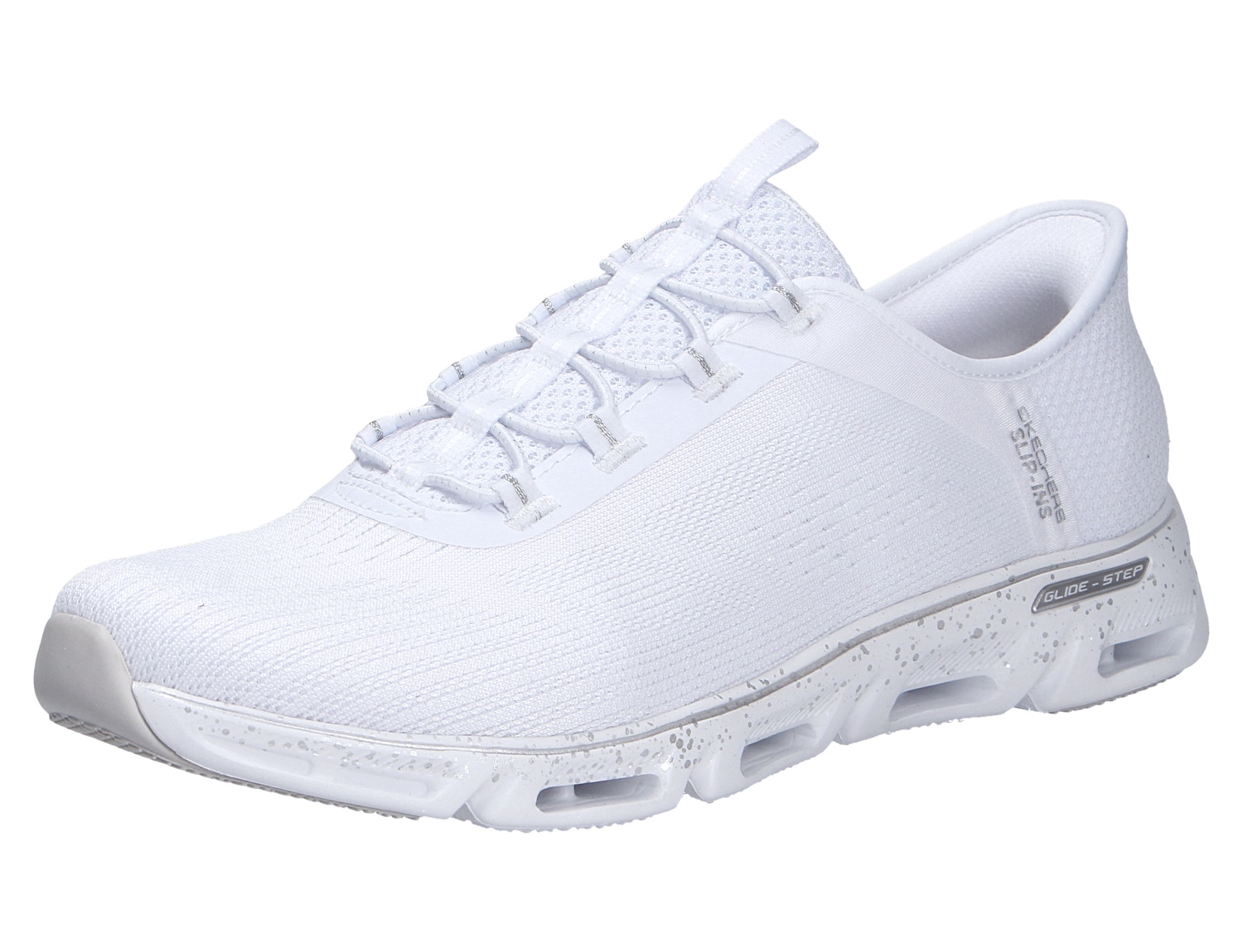 Skechers Glide Step Sneaker in Weiß, sportlicher Freizeitschuh mit atmungsaktivem Mesh-Obermaterial und komfortabler Glide-Step-Dämpfung