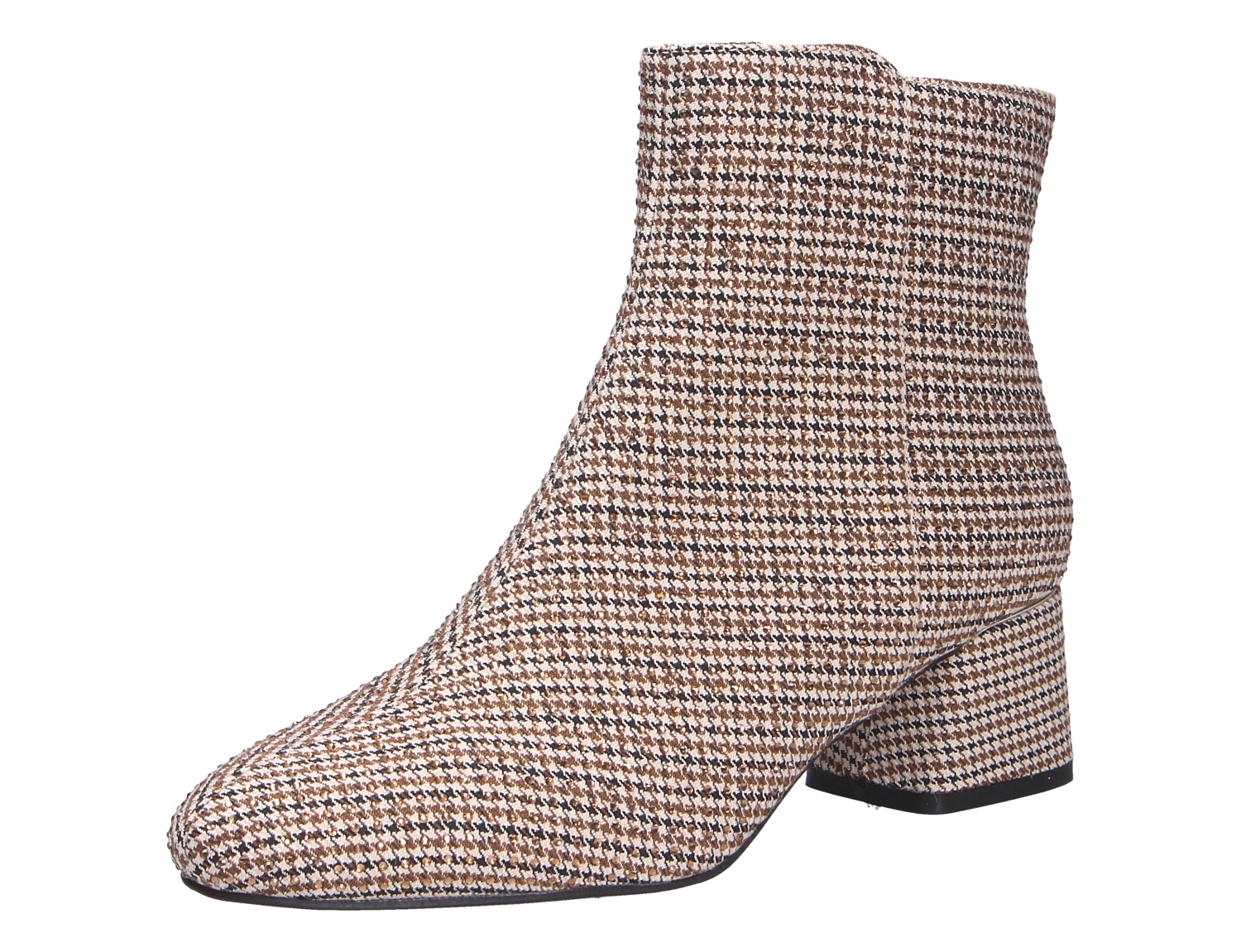 La Strada Damen Stiefel, braun-beiger Damenstiefel mit Hahnentrittmuster, spitzer Form und Blockabsatz