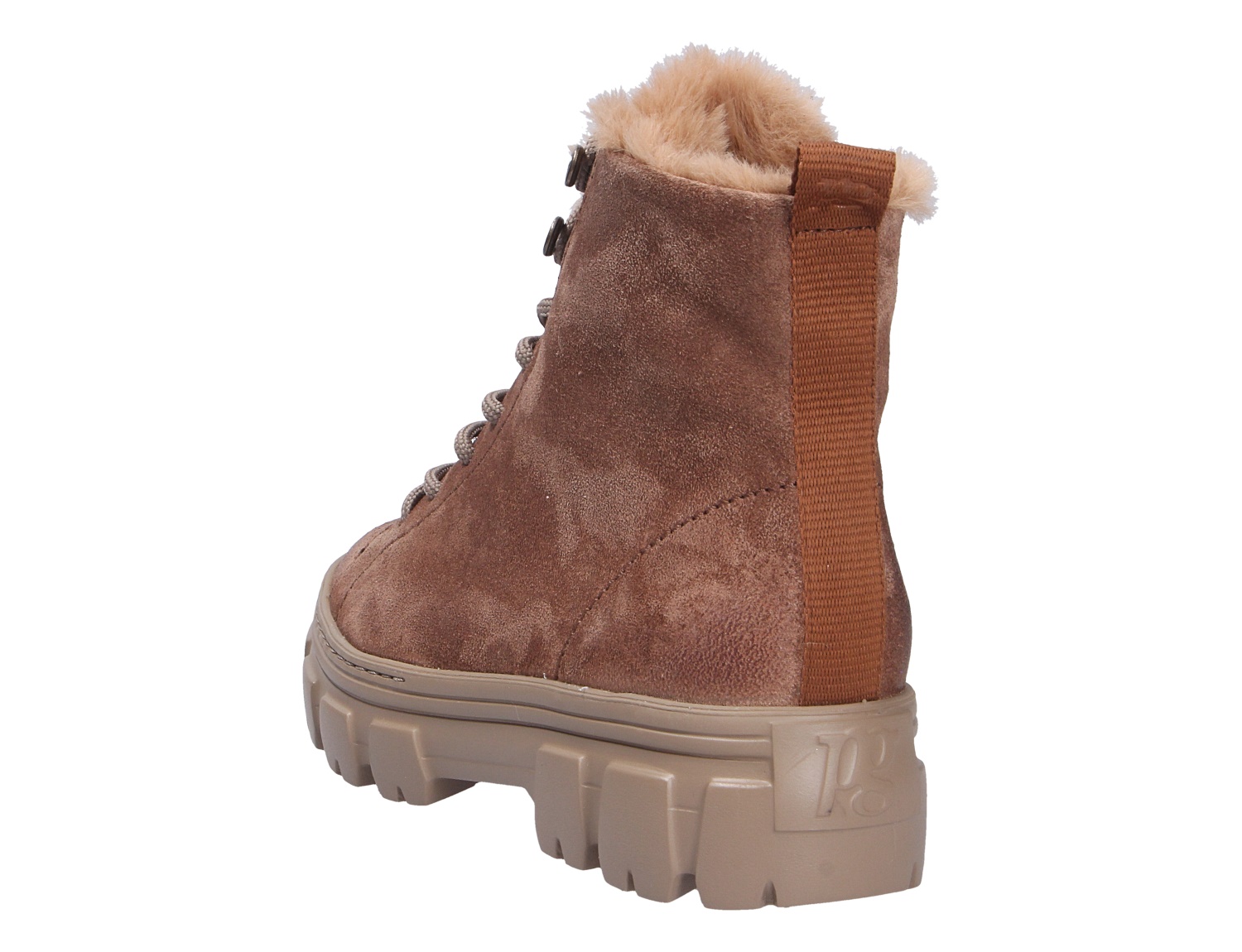 Paul Green Damen Stiefel in Braun aus Veloursleder, gefüttert mit weichem Warmfutter, Schnürung, Fersenschlaufe und robuster Profilsohle