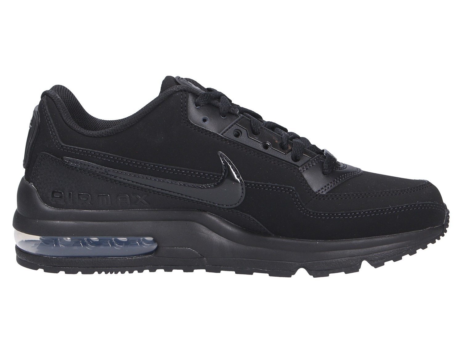 Nike Air Max LTD 3 Herren-Sneaker in Schwarz, Seitenansicht des Freizeitschuhs mit sichtbarer Air-Max-Dämpfung und Nike Swoosh