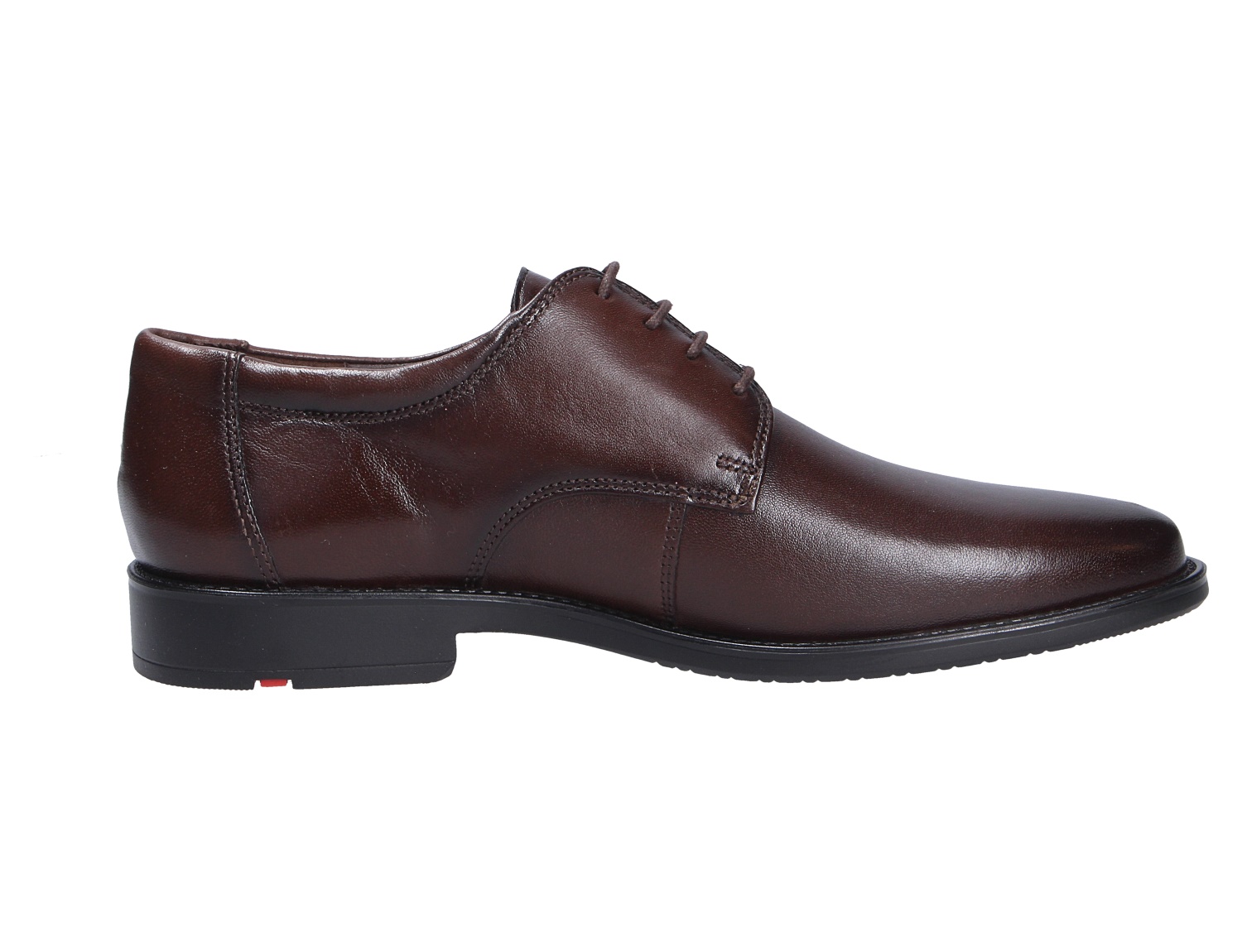 Lloyd CORE 110 Herren-Schnürschuh aus braunem Glattleder mit schwarzer Sohle, elegante Seitenansicht