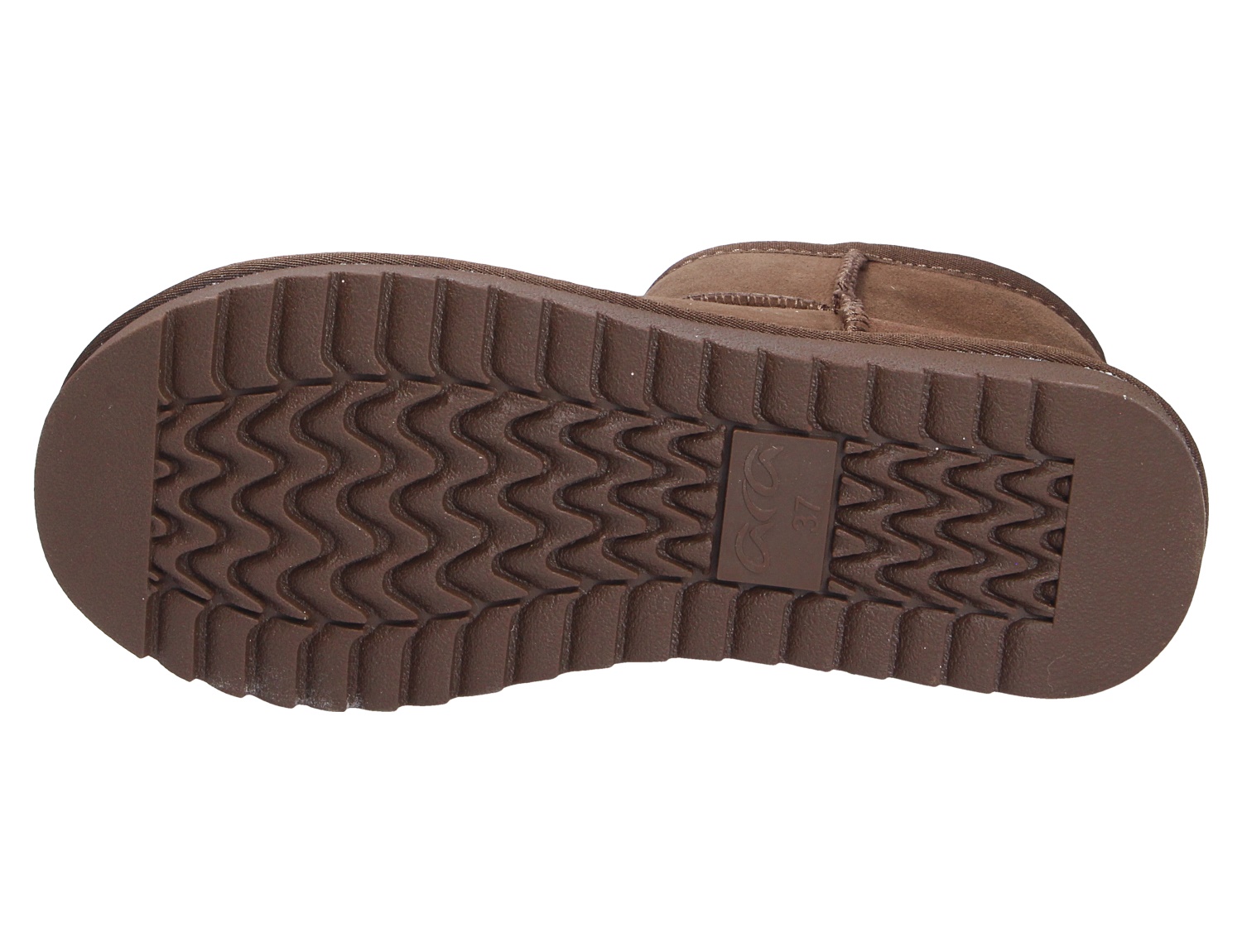 Unteransicht der braunen Profilsohle des Ara ALASKA Winterboots mit rutschhemmendem Wellprofil