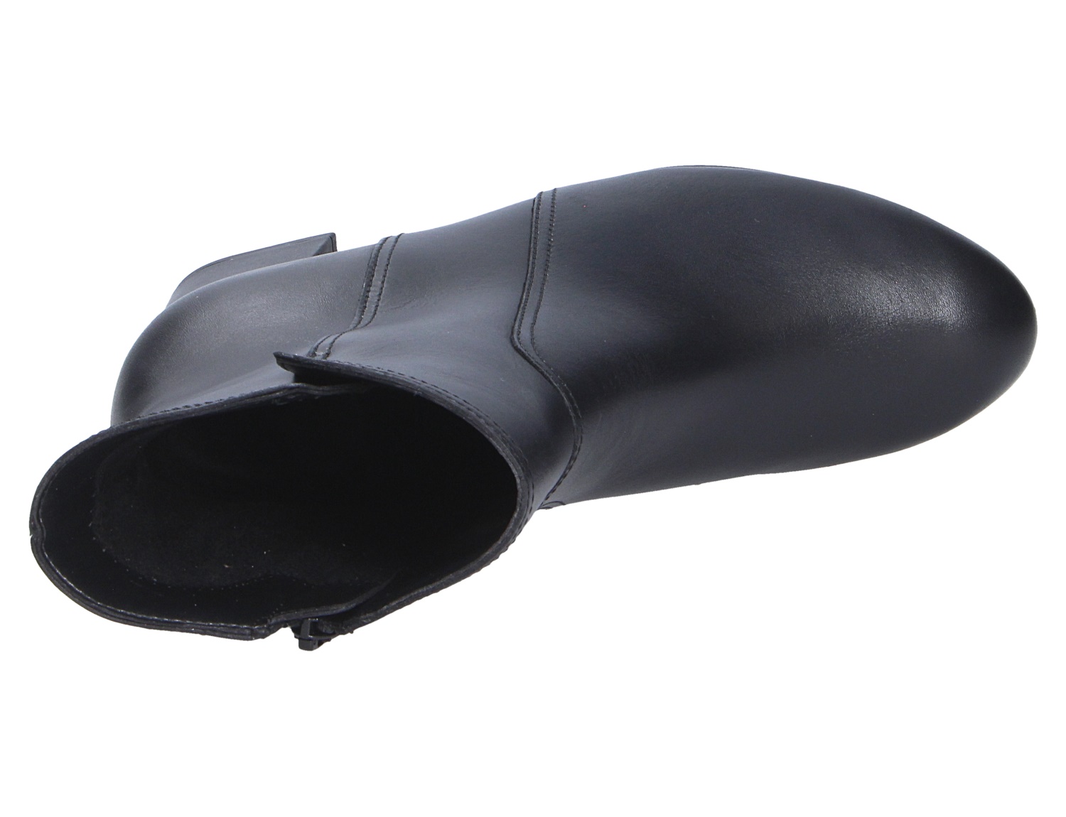 Gabor Damen Stiefel in Schwarz, elegante Stiefelette aus Glattleder mit seitlichem Reißverschluss in Schrägansicht