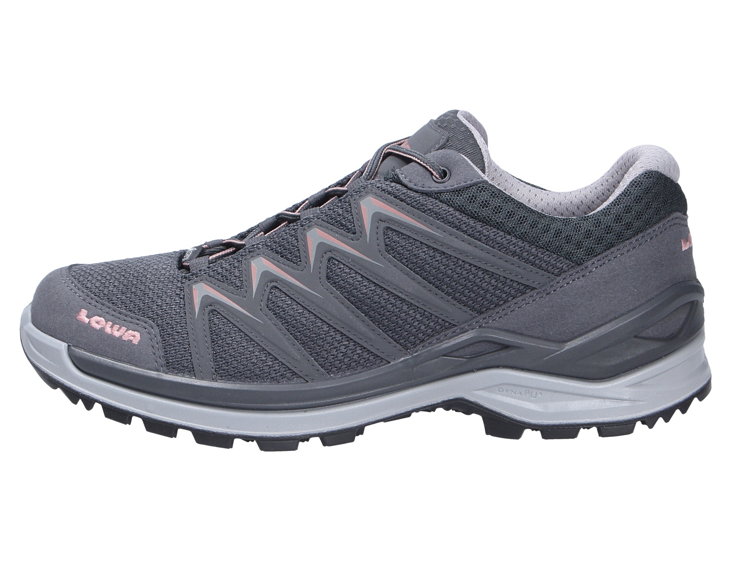 Lowa INNOX PRO GTX LO Ws Damen-Outdoorschuh in Grau mit Schnürung und profilierter Sohle, Seitenansicht