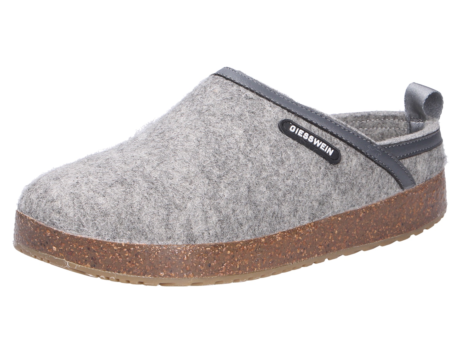 Giesswein WOOL CLOG, grauer Woll-Clog mit bequemer Korksohle und offenem Fersenbereich