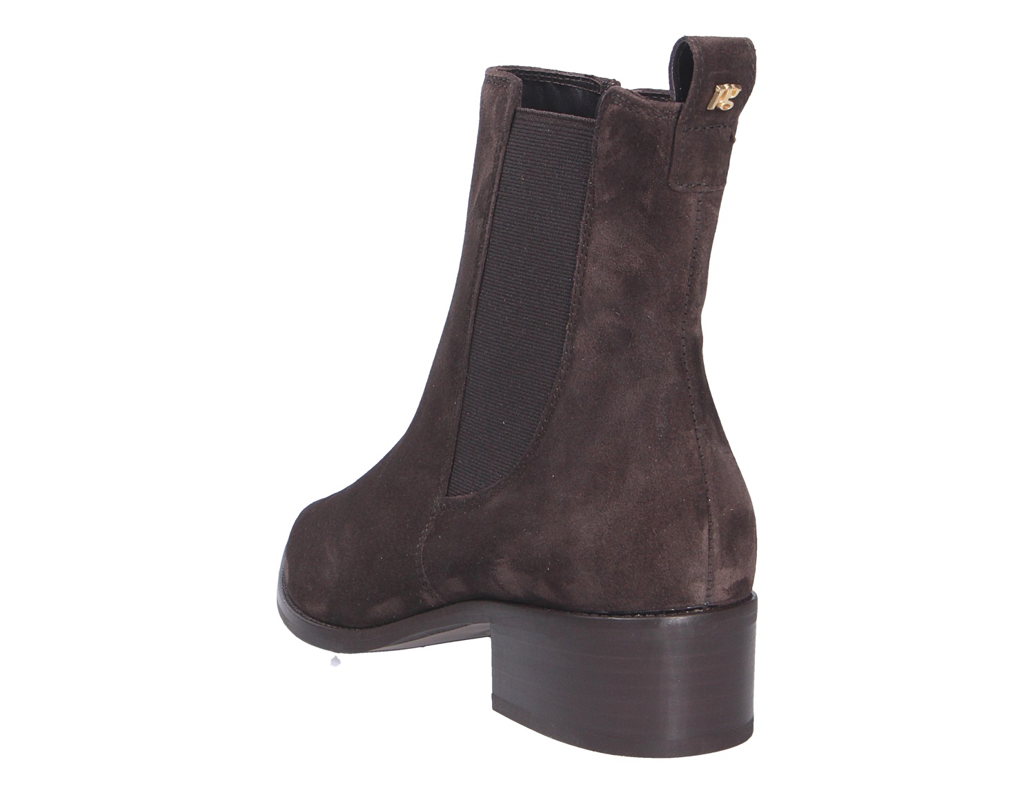 Paul Green Damen Stiefel in Dunkelbraun, Chelsea-Boots aus Veloursleder mit seitlichem Stretch-Einsatz und Blockabsatz, Rückansicht