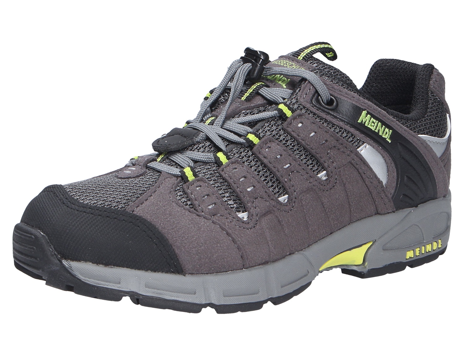 Meindl Snap Junior Kinder-Outdoorschuh in Grau, sportlicher Freizeitschuh mit Mesh, robuster Zehenkappe und Schnellschnürung