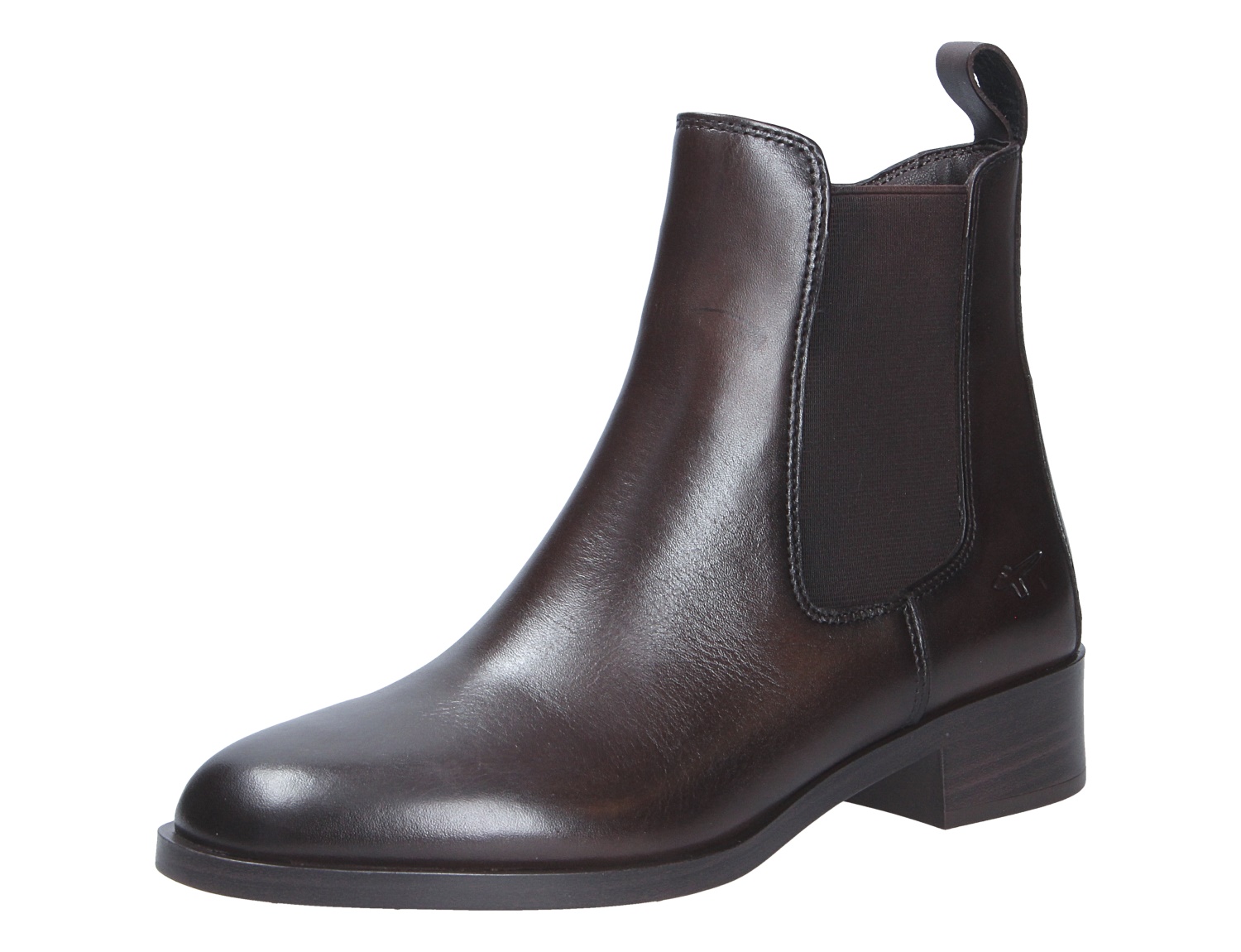 Tamaris Damen Stiefel in Dunkelbraun, eleganter Chelsea Boot aus Leder mit seitlichem Stretch-Einsatz und Blockabsatz