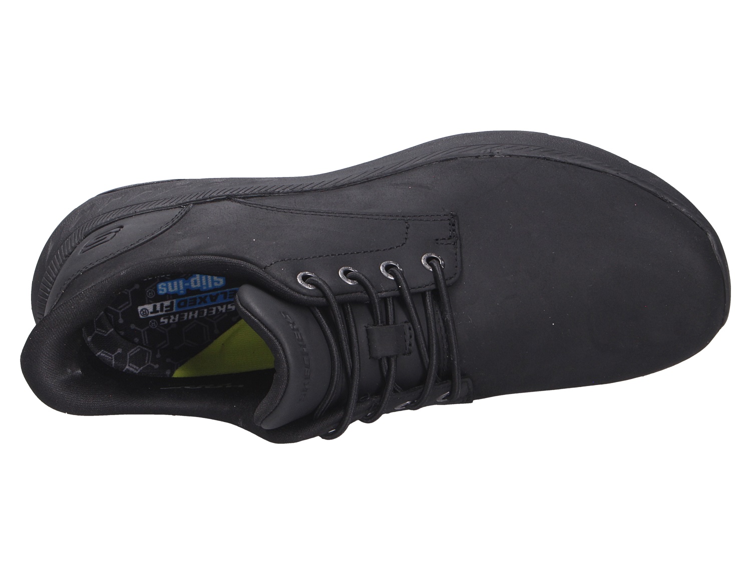 Skechers Herren Halbschuhe in Schwarz, bequemer Schnürschuh in Draufsicht mit gepolstertem Einstieg und robuster Sohle